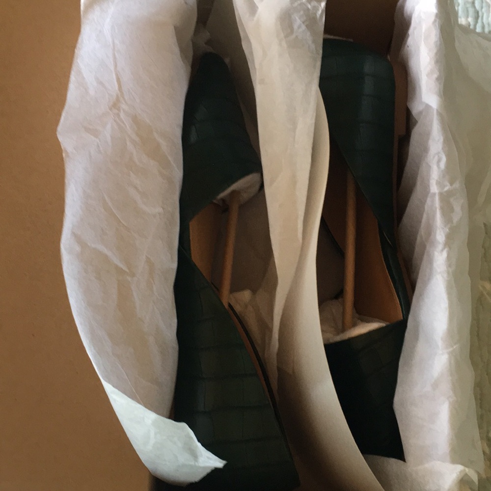 J. Crew Croc-Embossed Pointed Slip-Ons in Academic Green - Picture 7 of 7